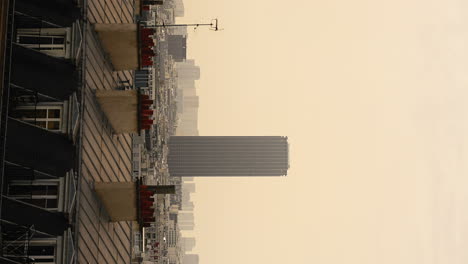 vertical video, cityscape view from above of the montparnasse skyline, at dusk, in paris, france