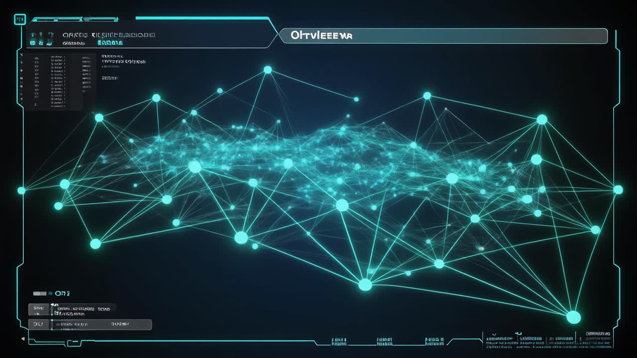 Abstract Digital Network Data Flowing on Futuristic Interface