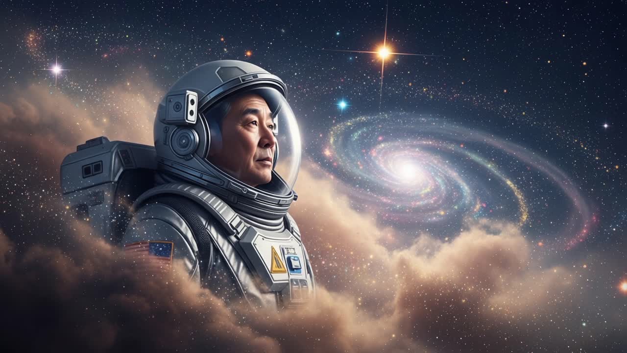 An Astronaut Gazes Into the Cosmic Abyss: A Captivating Journey Through the Mysteries of Space and Time, Illuminated by Stars and Galaxies