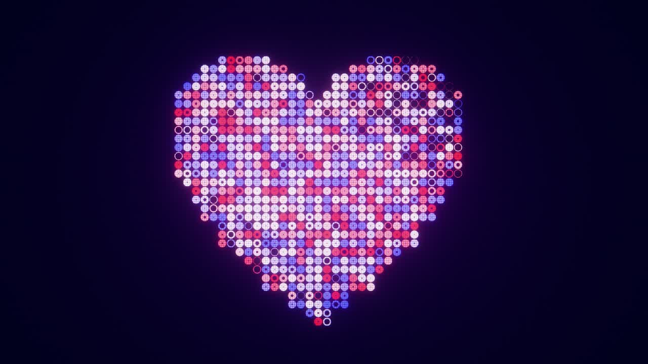 Pulsating Digital Heart Made of Colorful Circles