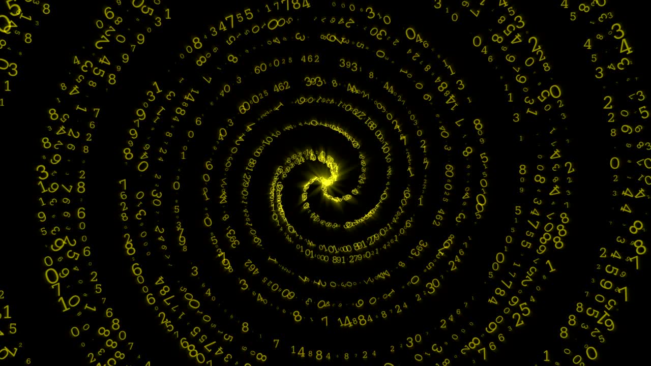 números en espiral cibernética amarillo