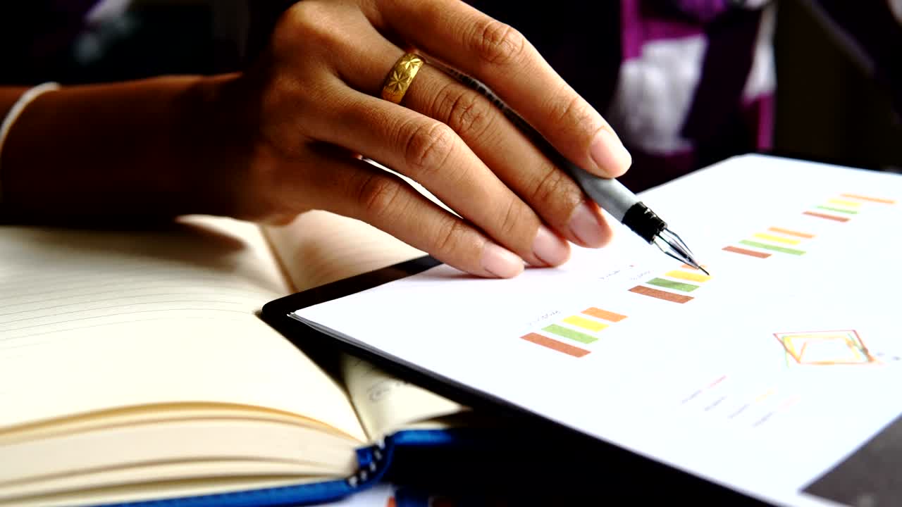 Audit concept, Business people financial marketing report, calculating balance. Service checking document.