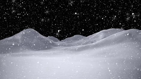 Animation-of-snow-falling-in-winter-landscape-at-night