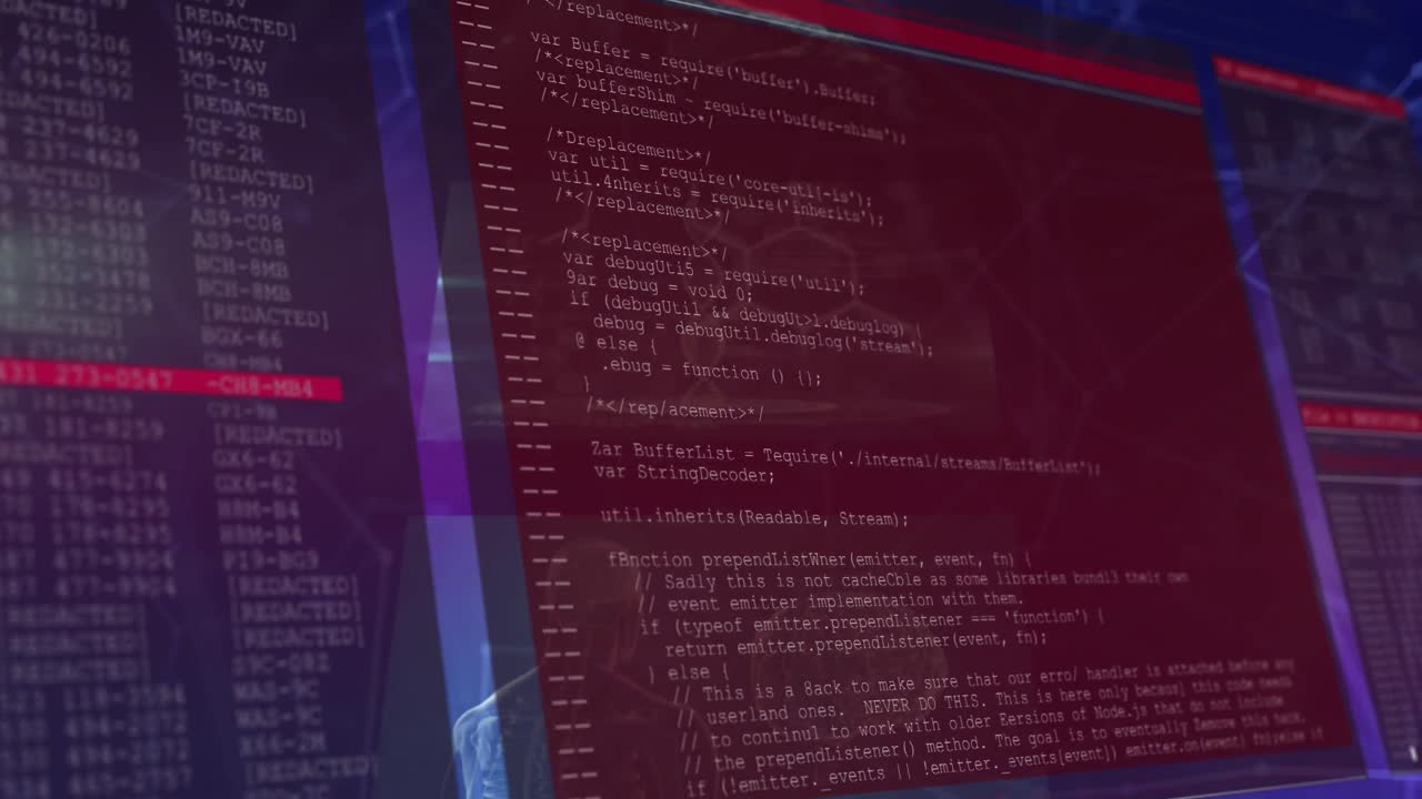 Animation of data processing over screens