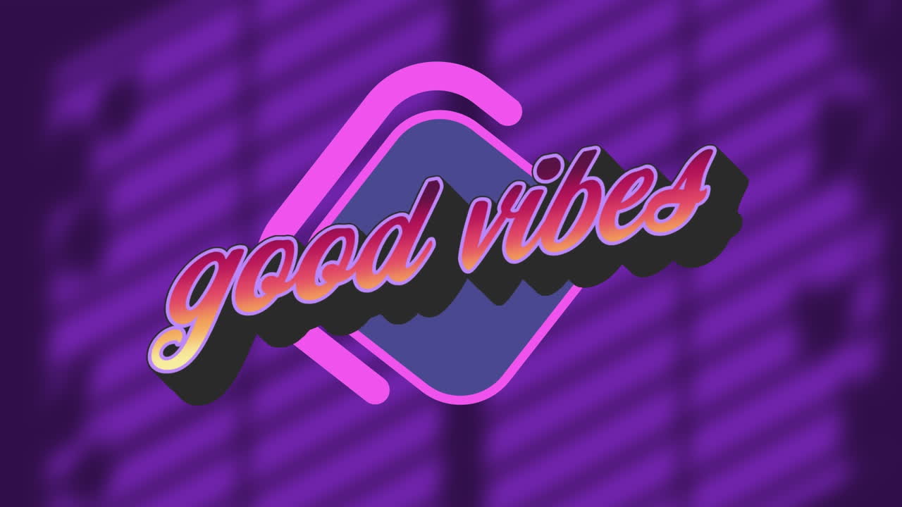 animación de buenas vibraciones texto sobre sombras