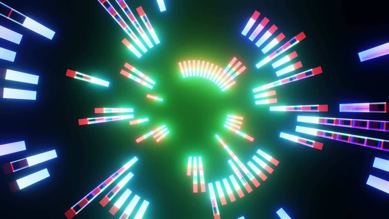 VJ Loop Abstract Pulsation Of Neon Disco Rays.