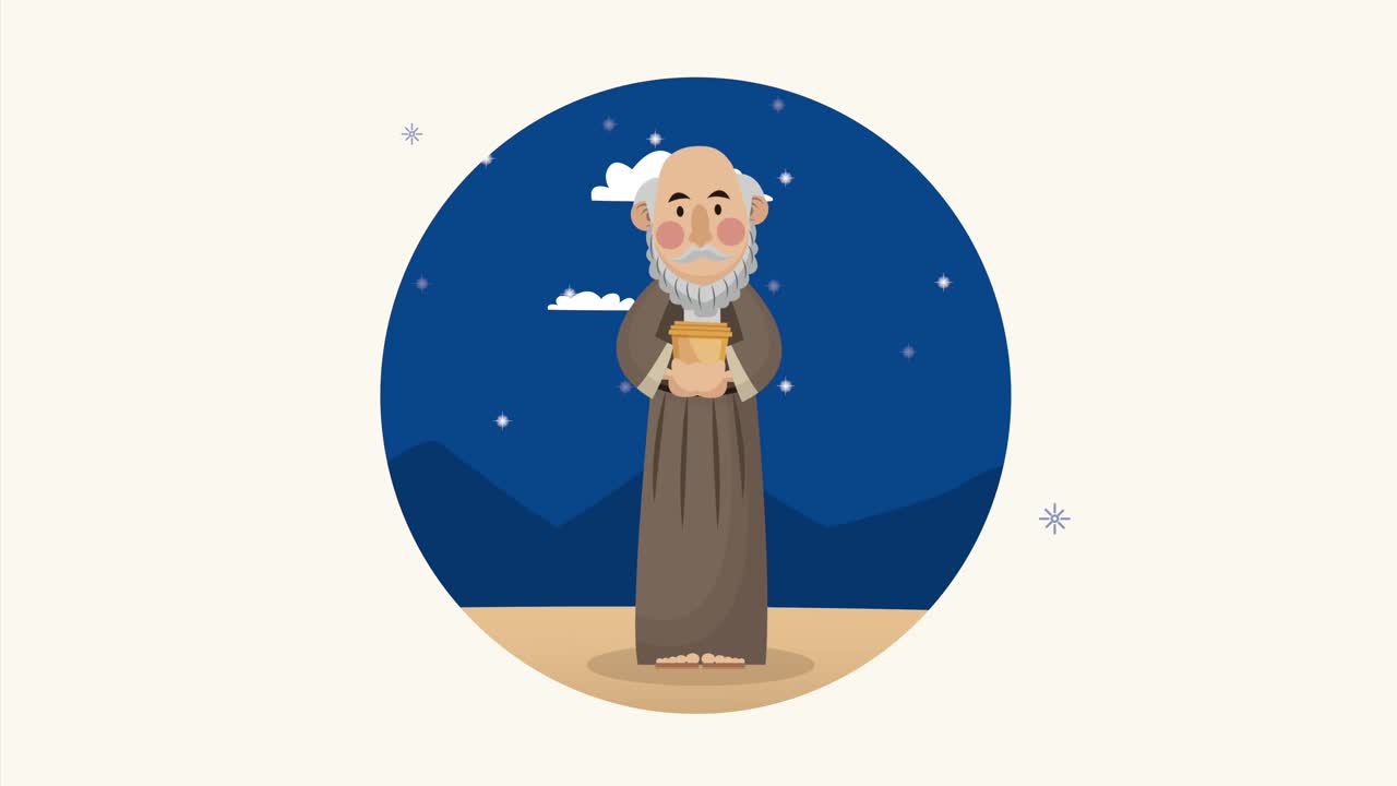 animación de navidad con escena del rey mágico