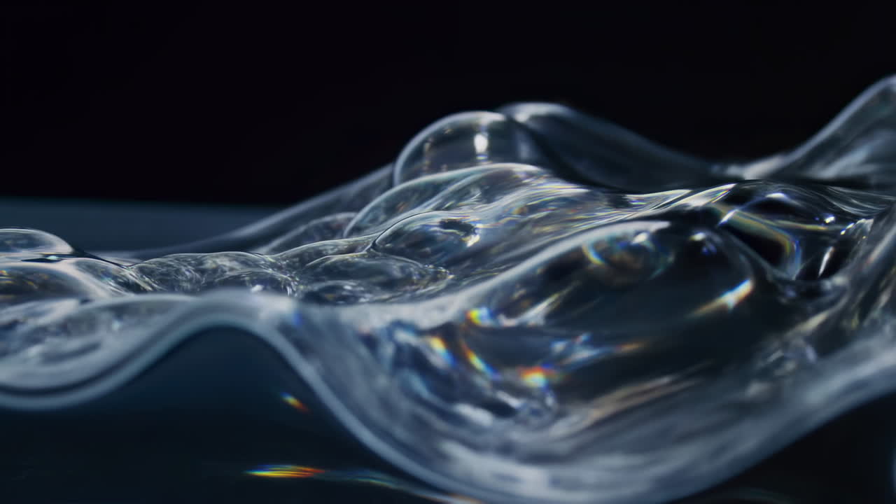 Dynamic Abstract Liquid Surface with Prismatic Light Reflections
