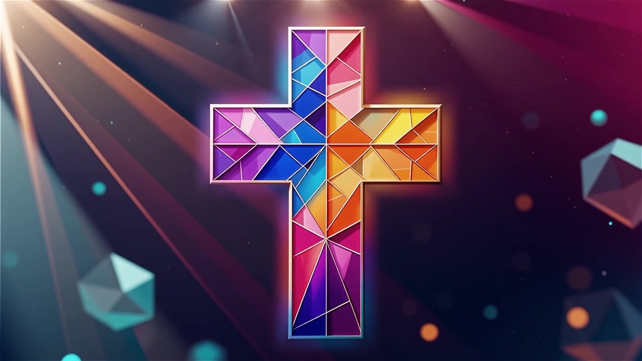 Croce Cristiana Luce Celestiale Sfondo per il Culto.
