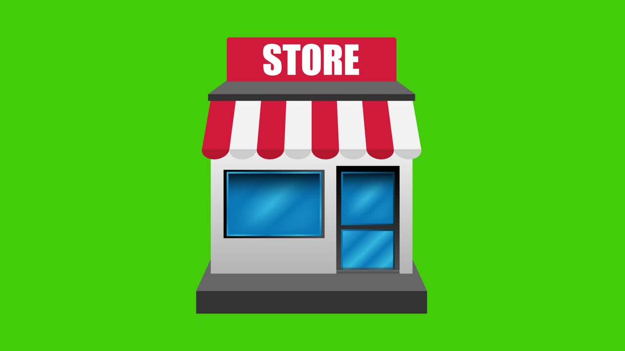 store building icon animation.animated icon on Green screen - 4K animation