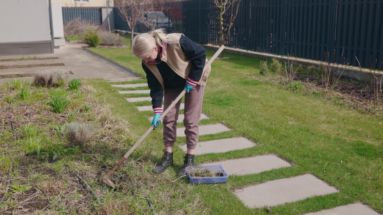 Woman Gardening in Spring Yard