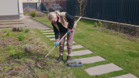 woman gardening in spring yard