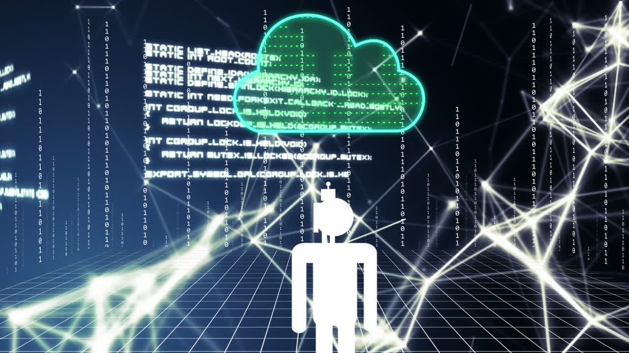 Animation of artificial intelligence, cloud and data processing