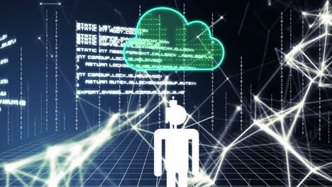 animation of artificial intelligence, cloud and data processing