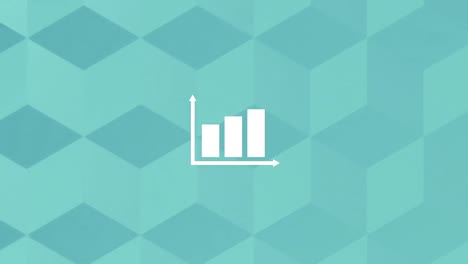 Animation-Der-Statistikverarbeitung-über-3D-gemustertem-Hintergrund