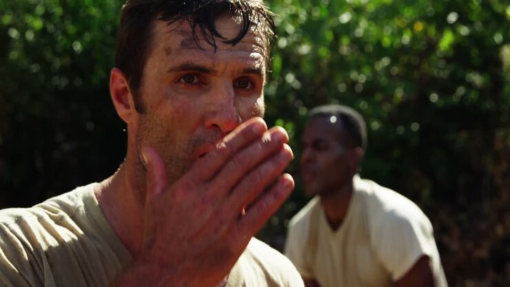 Military soldier standing at boot camp 4k