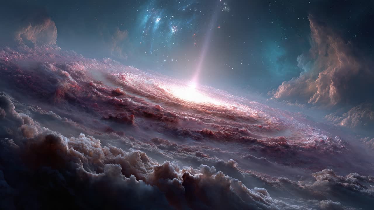 A Stunning Cosmic Phenomenon: Exploring the Majestic Spiral of Stars and Clouds in the Universe as it Unveils the Wonders of Galactic Formation and Celestial Beauty
