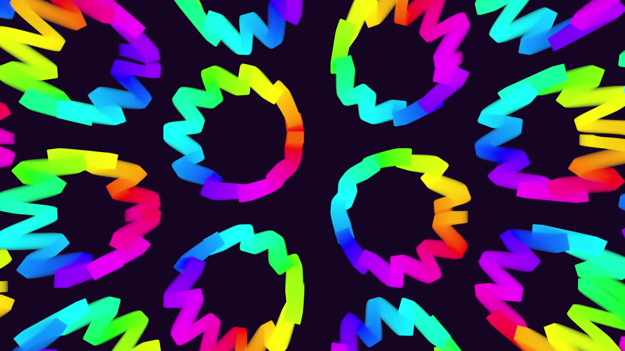 anillos de arco iris abstractos y patrón de filas en zigzag