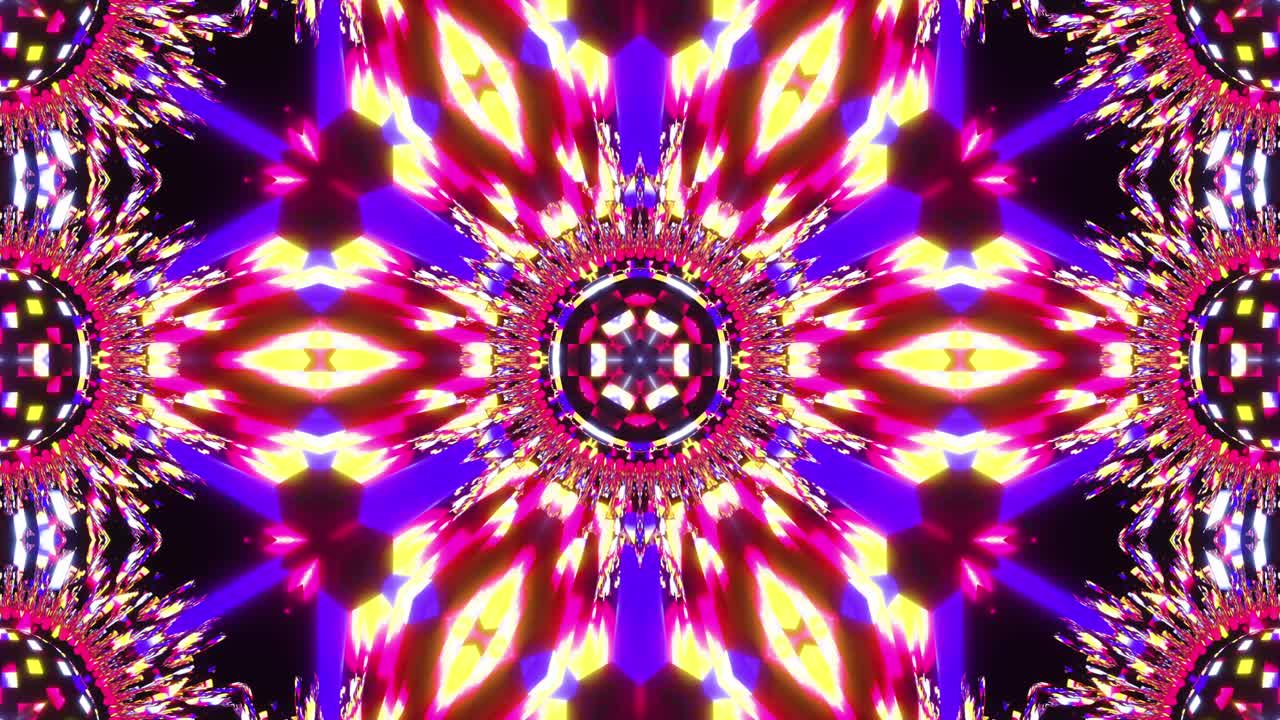 el caleidoscopio de neón púrpura del bucle vj. animación sin costuras.