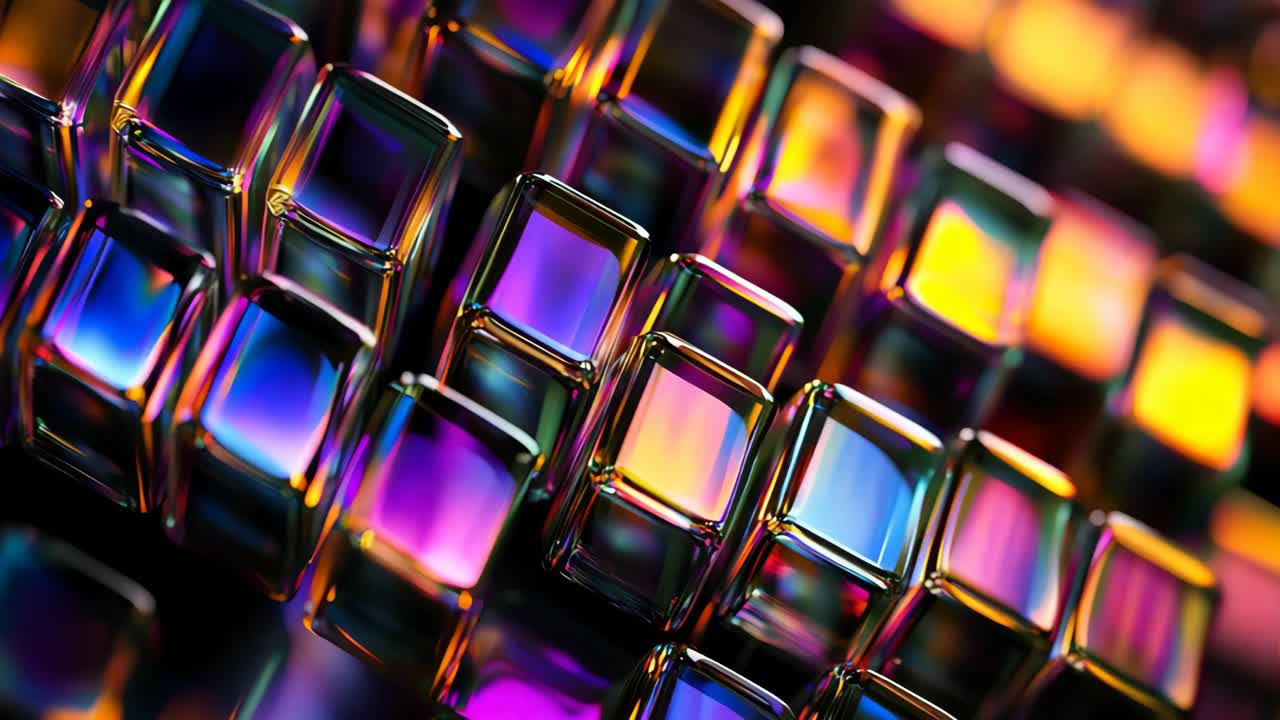 Colorful Iridescent Geometric Cubes