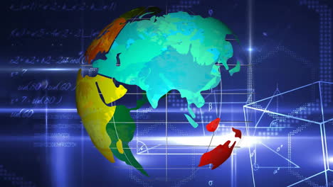 animación de conexiones y procesamiento de datos en todo el mundo