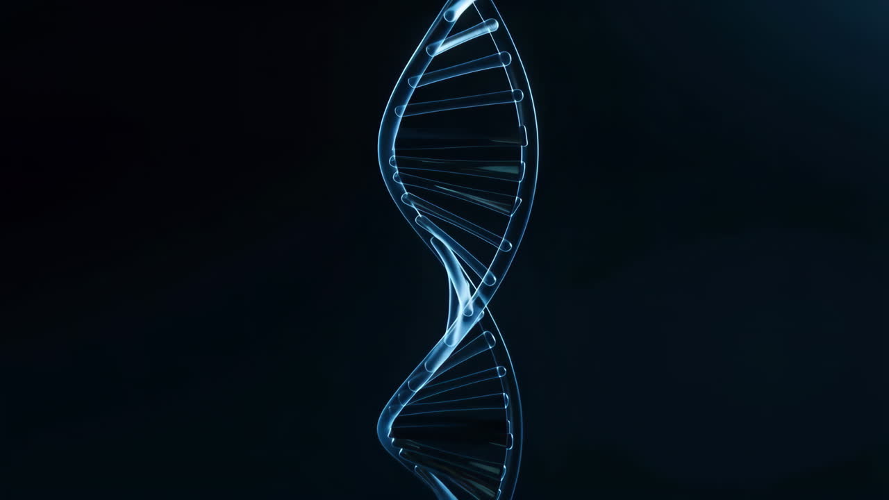Blue Glowing DNA Helix Structure