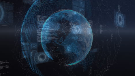 animation of data processing and scanning over earth seen from space