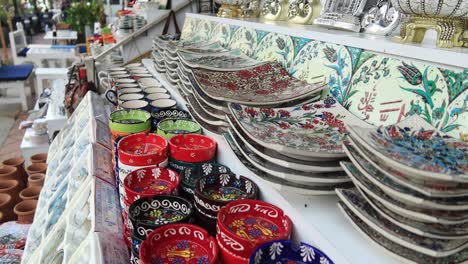 colorful turkish ceramics and pottery at a souvenir shop