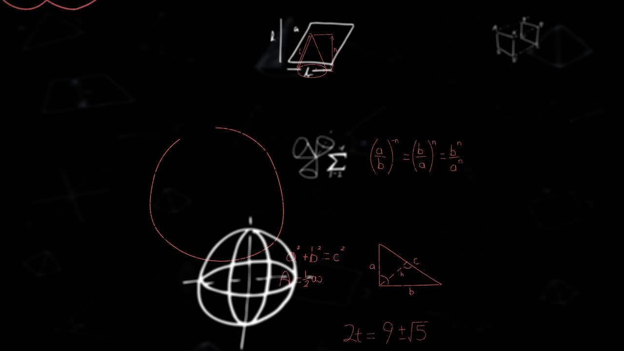 animación de ecuaciones matemáticas sobre un fondo negro
