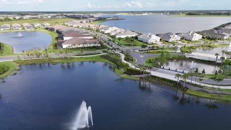 large luxury single-family home real estate with large lakes in lakewood ranch, florida