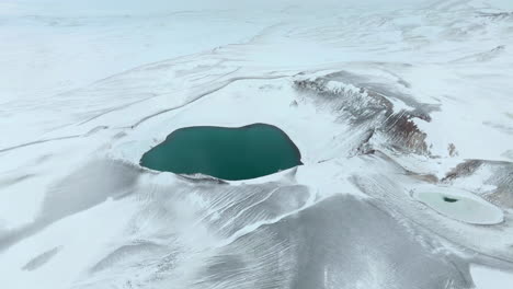 Caldera-De-Krafla-Durante-La-Temporada-De-Invierno-En-Islandia---Toma-Aérea