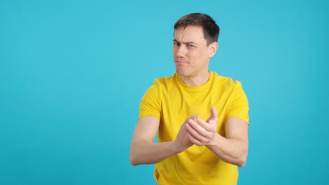 Man in yellow t-shirt
