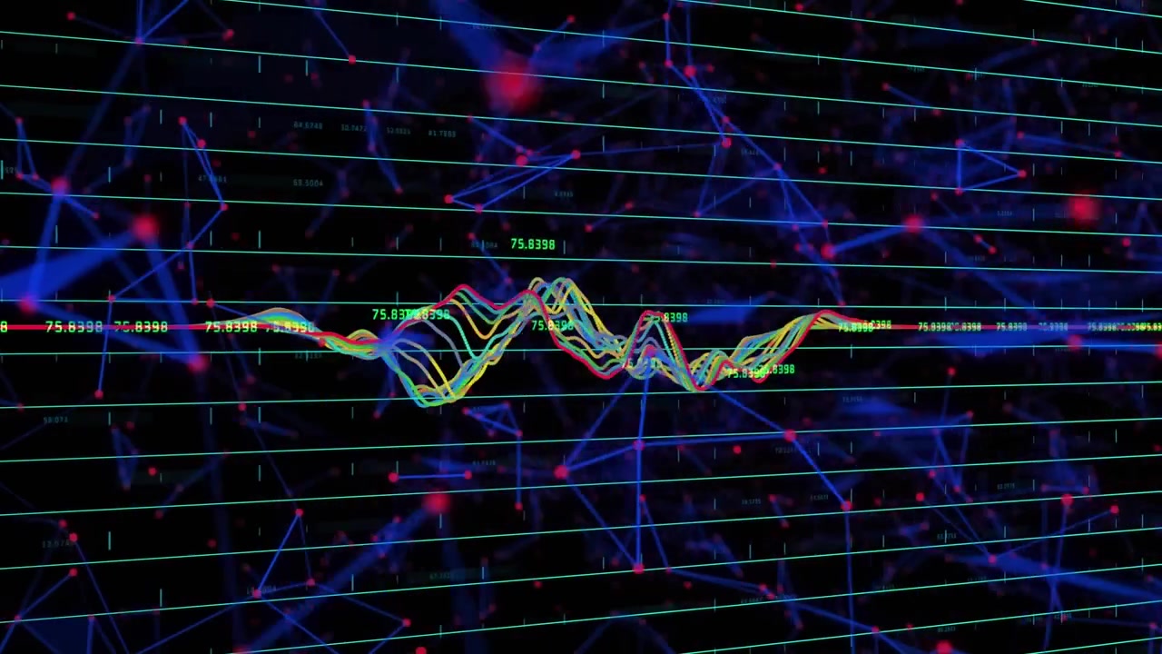 Grafico di dati finanziari digitali con connessioni di rete