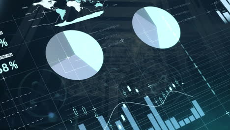 animation of financial data processing over server room