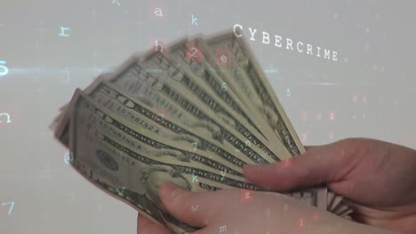 contando manualmente los billetes de dólar