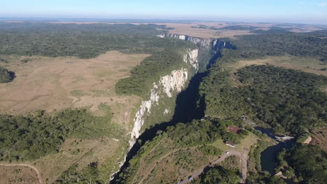 canyon of itaimbezinho south of brazil, aerial from high altitude, complete scene