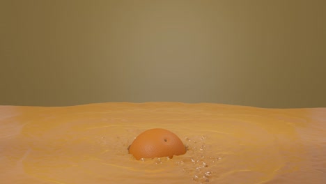 animación de salpicaduras de naranjas en jugo de naranja