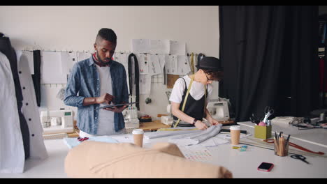 fashion designers in a studio