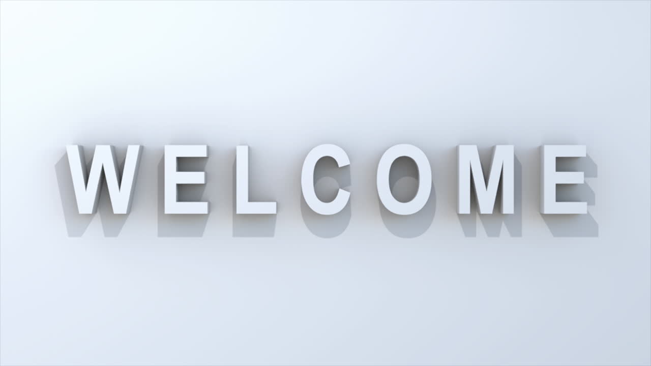 &amp;quot;WELCOME&amp;quot; 3D Graphic in white