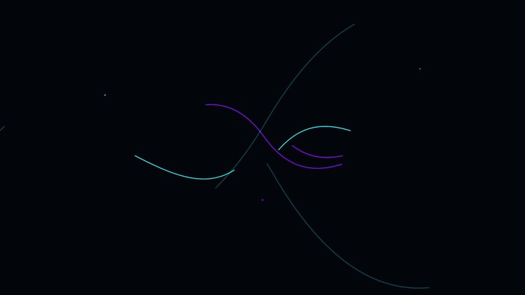Abstract Motion Graphics with Glowing Neon Lines on Black Background