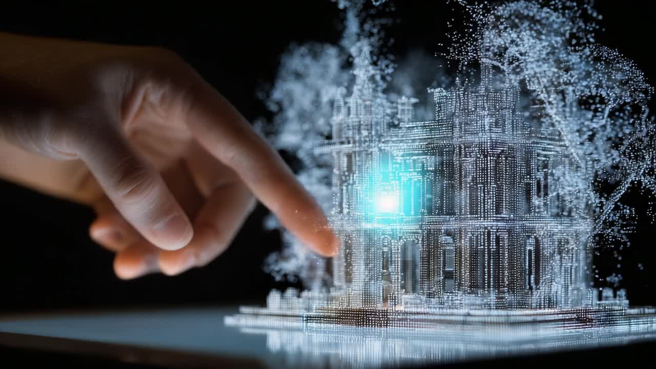 Eine fesselnde digitale Interaktion: Erkunde ein komplexes 3D-Modell eines Gebäudes mithilfe von Touch-Technologie für ein immersives Erlebnis