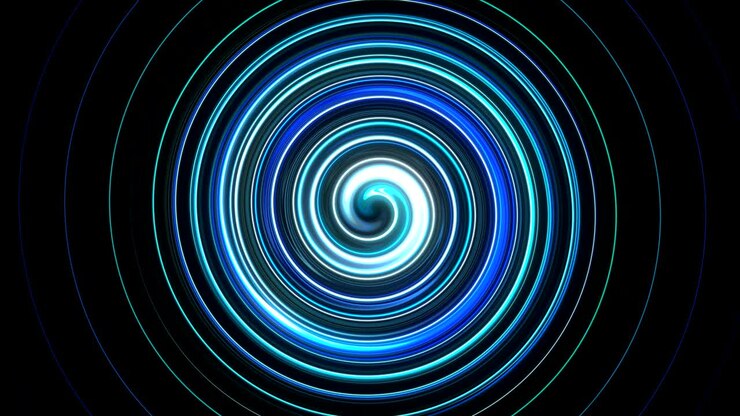 Garis-garis spiral abstrak yang berputar dan melilit, latar belakang yang dihasilkan komputer, latar belakang render 3D