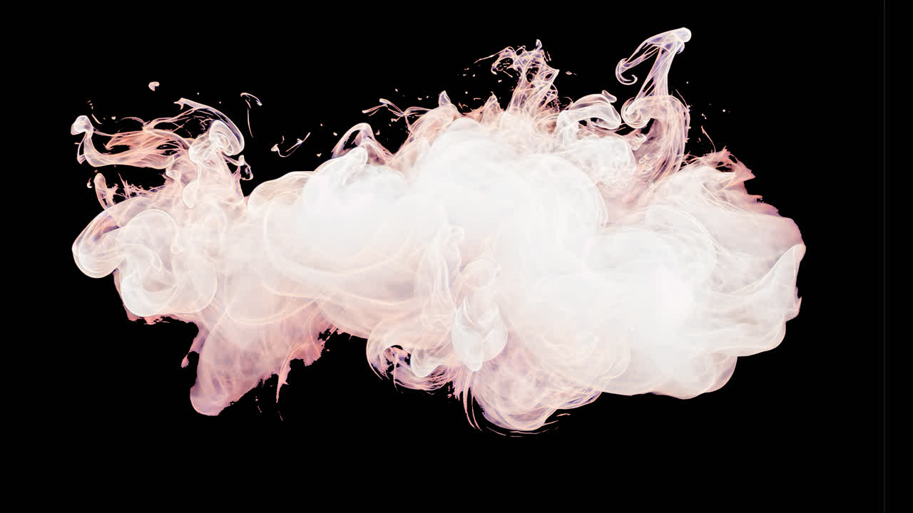White smoke animation isolated asset, transparent 4K video, alpha channel, ProRes 4444