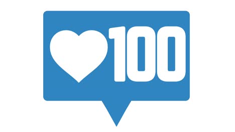 corazón de las redes sociales con cuenta hasta 100 azul