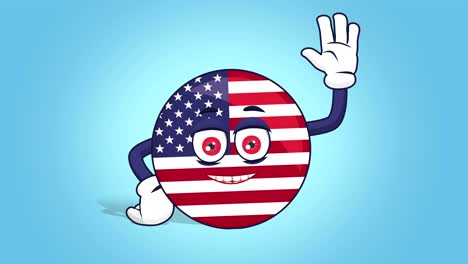 cartoon usa icon flag united states america hi hello with face animation with alpha matte