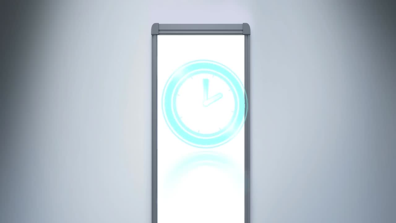 animación del reloj azul sobre la pizarra