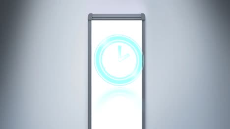 Animation-of-blue-clock-over-whiteboard