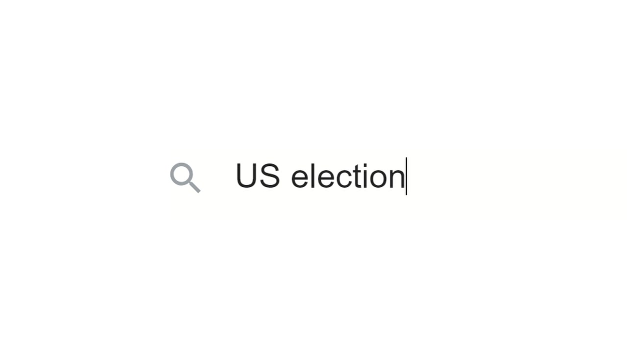 US election browsing search online, typing text, 2d animation, white background