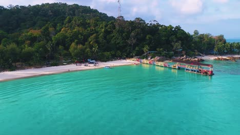 beautiful 4k aerial of the tropical perhentian islands in malaysia