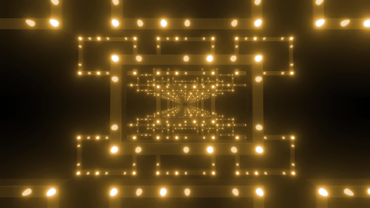 Golden Light Tunnel 3D Render